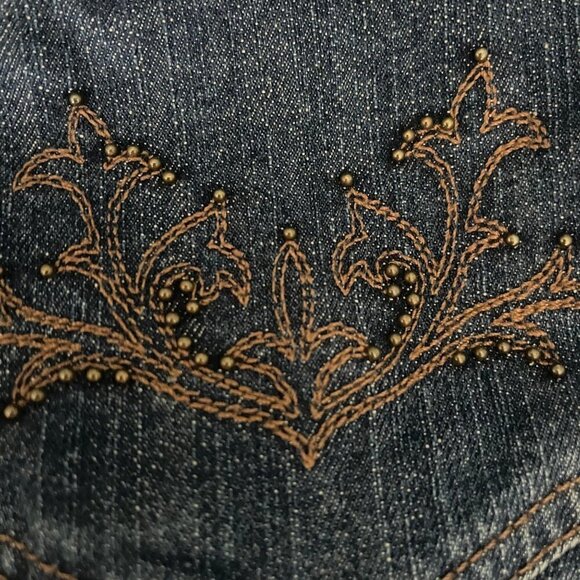 LAUREN JEANS CO by RALPH LAUREN Dark Blue Embroidered Denim Jacket Size P/P - Picture 6 of 8